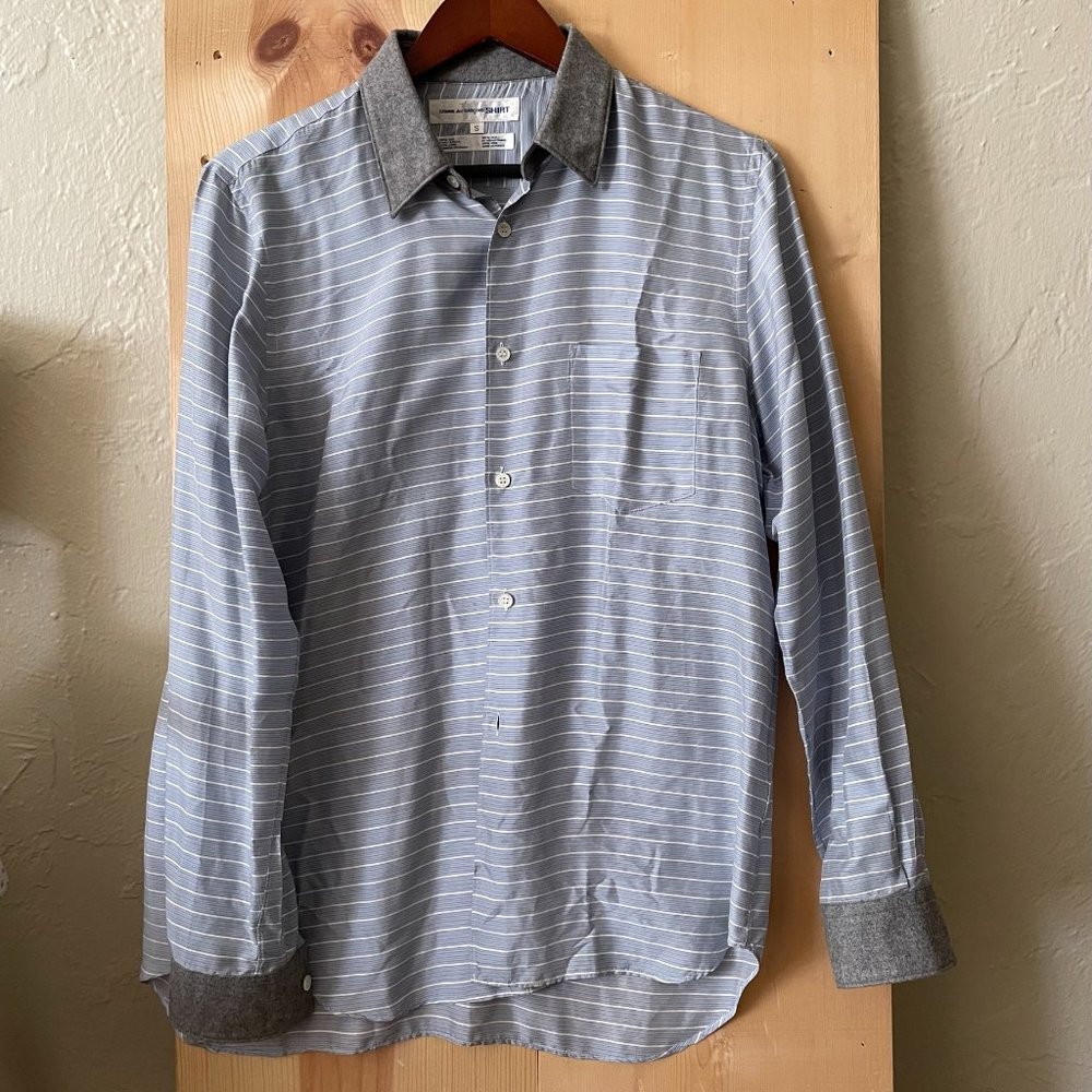 Comme des Garcons silk wool mens long sleeve shirt tiny spot